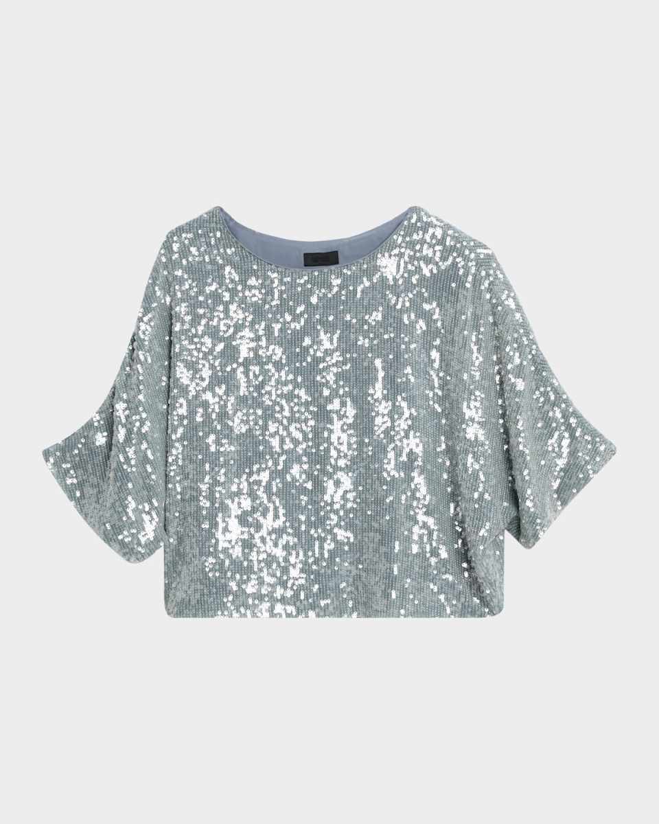 Sequined Short-Sleeve Oversized T-Shirt